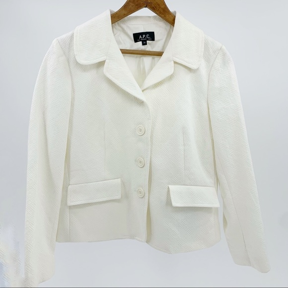 Shopbop A.P.C. White Textured Cotton Cropped Blazer 36 2 4 - Picture 3 of 9